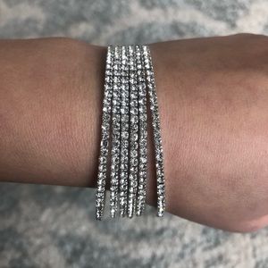 Rhinestone studded bangle bracelet silver sparkly cute chic fun Diamond
